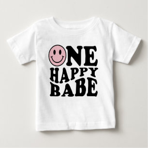 One Happy Babe   Preppy Smile Girl Erster Geburtst Baby T-shirt