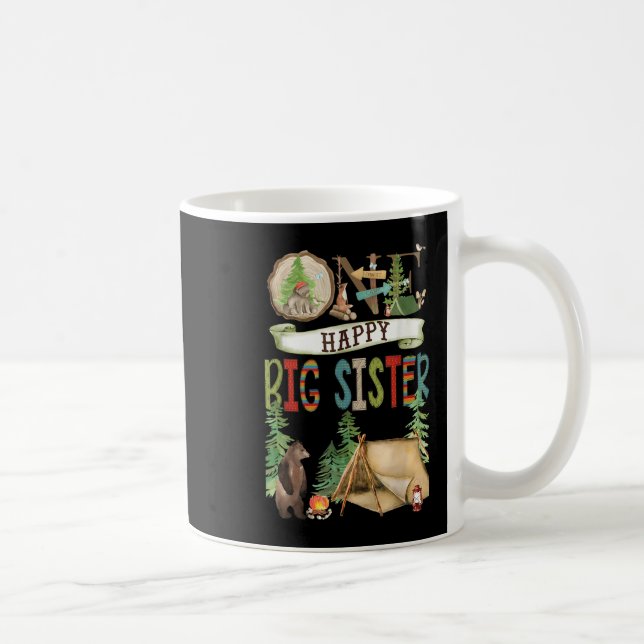 One Happy Big Sister Camper First Birthday Camng B Kaffeetasse (Rechts)