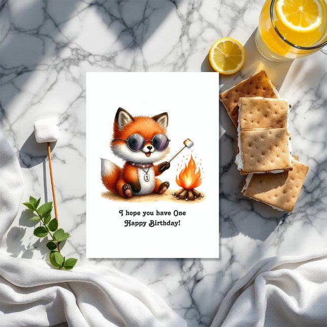 "One Happy Birthday" Woodland Camping 1. Geburtsta Karte (“One Happy Birthday” Woodland Camping 1st Birthday Card)