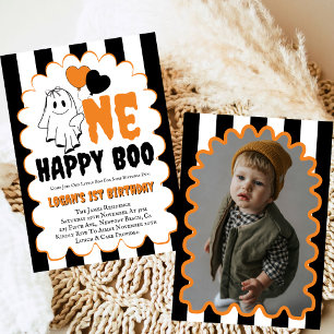 One Happy Boo Boy 1. Geburtstag Foto Party Einladung