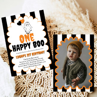 One Happy Boo Boy 1. Geburtstag Foto Party Einladung