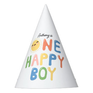 One Happy Boy Birthday Invite 1. Geburtstag Sun Partyhütchen