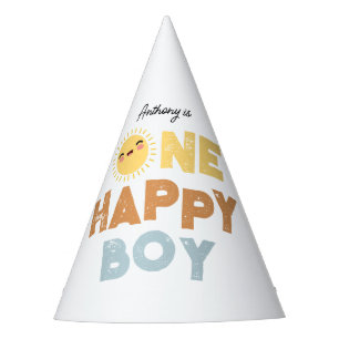 One Happy Boy Birthday Invite 1. Geburtstag Sun Partyhütchen