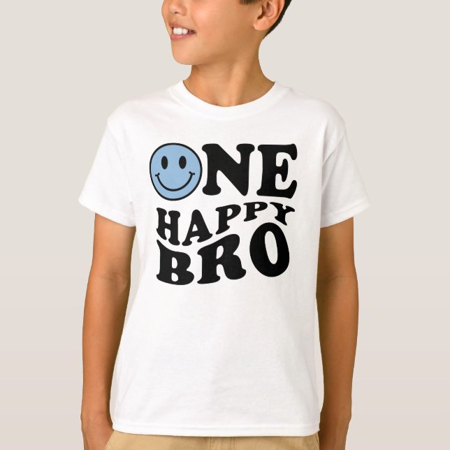One Happy Bro | Blue Matching One Family Geburtsta T-Shirt (Vorderseite)