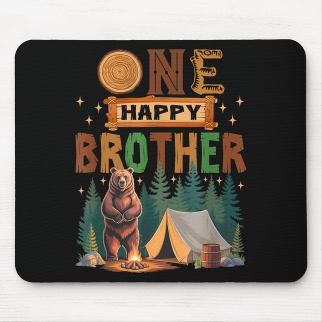 One Happy Brother Camper 1st Birthday Camng Bear  Mousepad (Vorne)