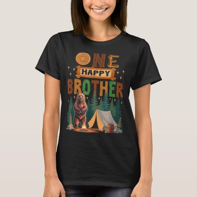 One Happy Brother Camper 1st Birthday Camng Bear  T-Shirt (Vorderseite)