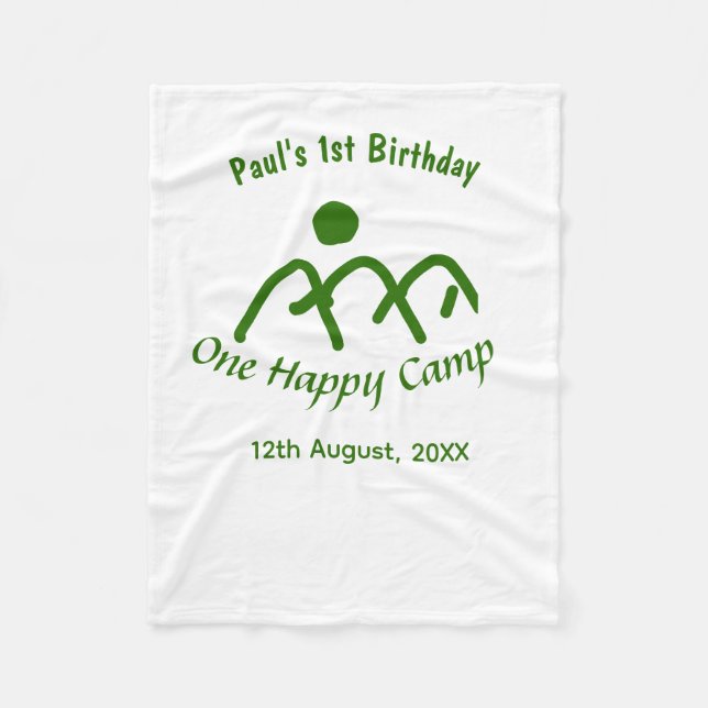 One happy camp green mountain sun 1st birthday  fleecedecke (Vorderseite)