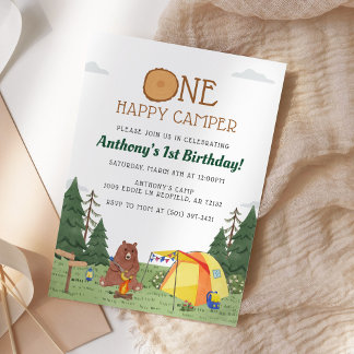 One Happy Camper 1. Geburtstag Camping Wasserfarbe Einladung