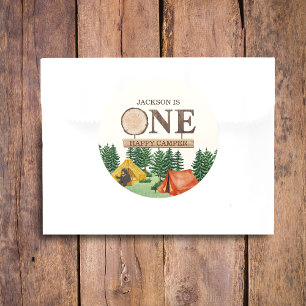 ONE Happy Camper 1. Geburtstag Runder Aufkleber