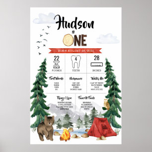 One Happy Camper 1. Geburtstags-Meilenstein-Chart Poster