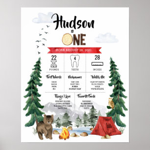 One Happy Camper 1. Geburtstags-Meilenstein-Chart Poster
