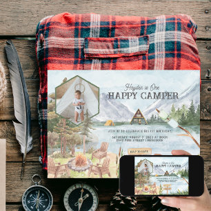 One Happy Camper 1. Geburtstagsfoto Camping Einladung
