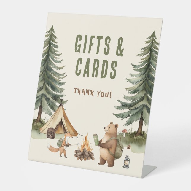 One Happy Camper 1st Birthday Gifts Cards Sign Sockelschild (Vorderseite)