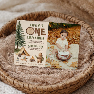 One Happy Camper 1st Birthday Invitation Photo Einladung