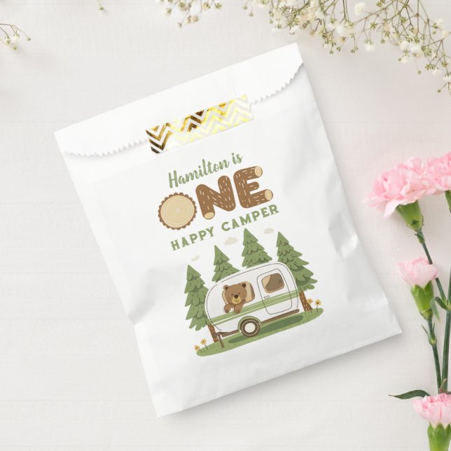 One Happy Camper Bear Birthday Favor Bags Geschenktütchen (Versiegelt)