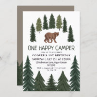 One Happy Camper Bear Woodland 1. Geburtstag