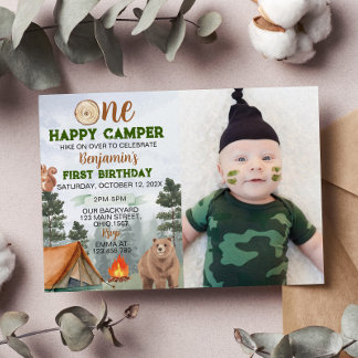 One Happy Camper Birthday Einladung