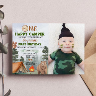One Happy Camper Birthday Einladung