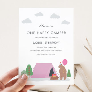One Happy Camper Birthday Einladung