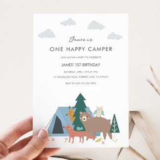 One Happy Camper Birthday Einladung