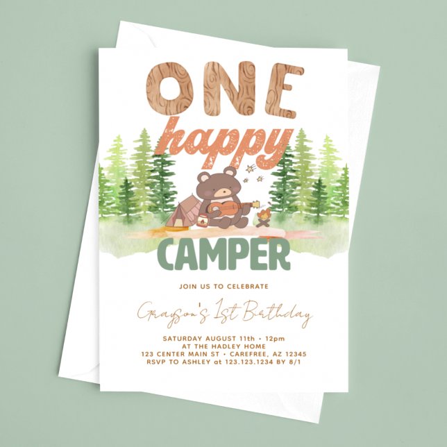 One Happy Camper Birthday Einladung (Von Creator hochgeladen)