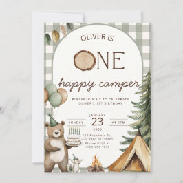 One Happy Camper Birthday Invitation Camping 1st  Einladung