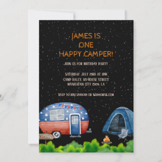 One Happy Camper Birthday Kids Night Sky Einladung