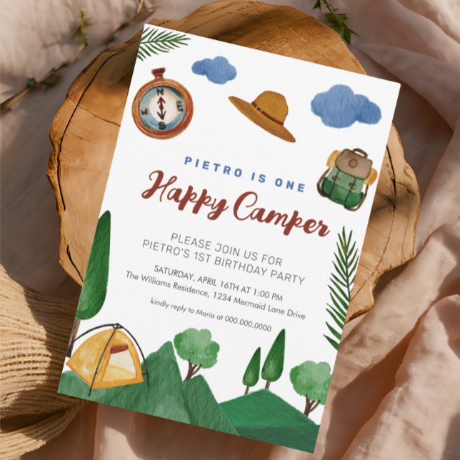 One Happy Camper Boys 1. Geburtstag Einladung (Von Creator hochgeladen)