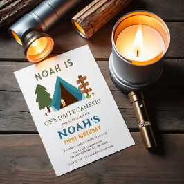 One Happy Camper Boys erster Geburtstag Einladung