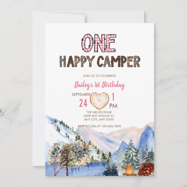 One Happy Camper | Camping Einladung zum Geburtsta (Vorderseite)