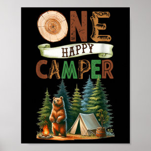 One Happy Camper Erster Geburtstag Familie Camping Poster
