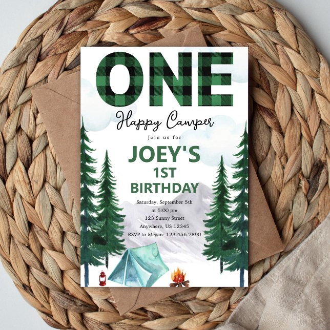 One Happy Camper First Birthday Invitation Einladung (Von Creator hochgeladen)