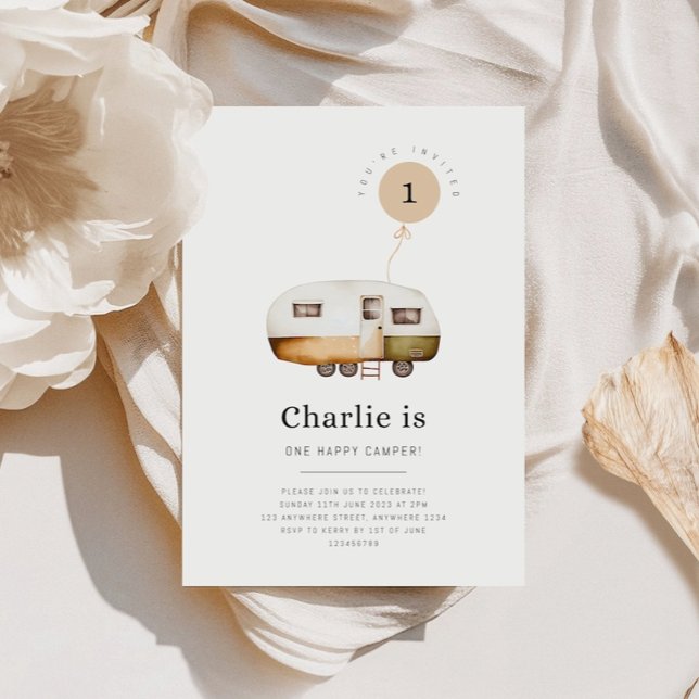 One Happy Camper First Birthday Invitation Einladung (Von Creator hochgeladen)