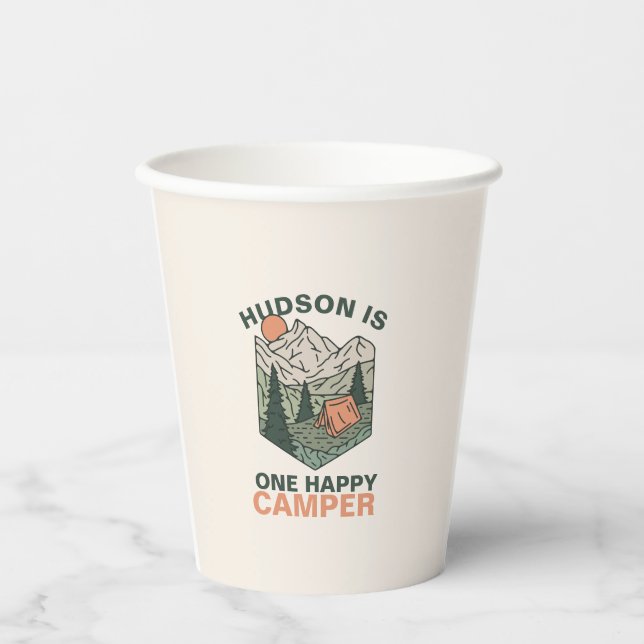 One Happy Camper First Birthday Pappbecher (Vorderseite)