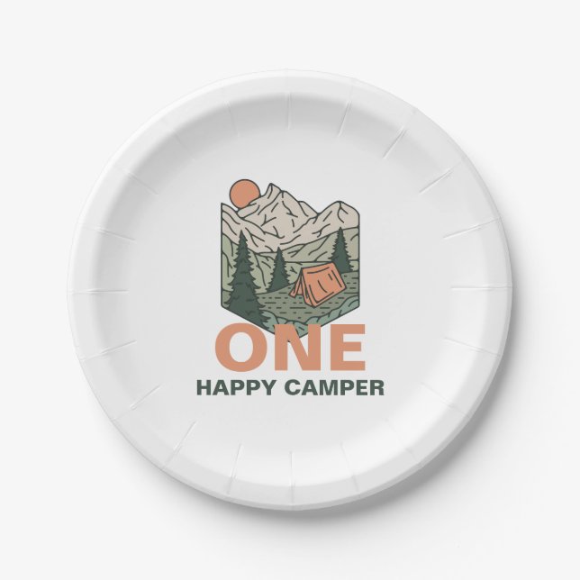 One Happy Camper First Birthday Pappteller (Vorderseite)