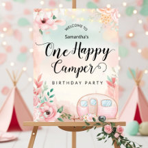 One Happy Camper First Birthday Poster