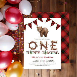 One Happy Camper Forest Boy 1. Geburtstag Party I Einladung