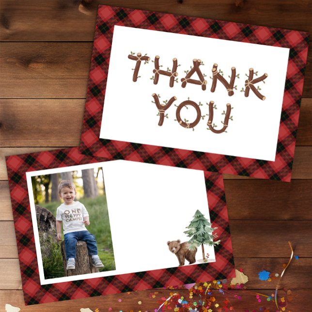 One Happy Camper Foto Geburtstag Danke Karte (Photo Thank You Notecard)