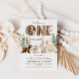 One Happy Camper Foto zum ersten Geburtstag Einladung