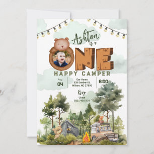 One Happy Camper Geburtstagseinladung mit Foto Einladung