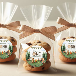 One Happy Camper Geburtstagsparty Runder Aufkleber