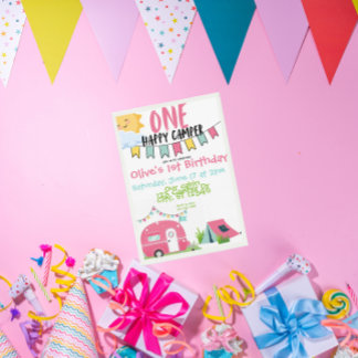 One Happy Camper Girl Geburtstag Einladung