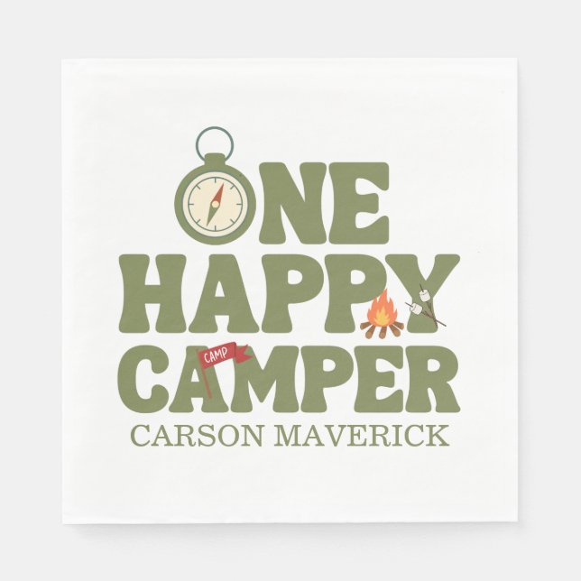 One Happy Camper Kids Birthday Serviette (Vorderseite)