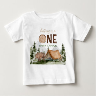 One Happy Camper Mountain Forest Bär 1. Geburtstag Baby T-shirt