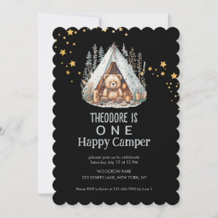 One Happy Camper Niedlicher Celestial Bären Geburt Einladung