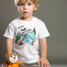 One Happy Camper Personalisiert 1. Geburtstag Baby T-shirt