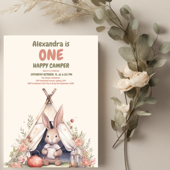 One Happy Camper Rustic 1. Geburtstag Einladung (Von Creator hochgeladen)