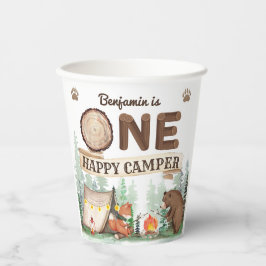 One Happy Camper Rustic Birthday Paper Cups Pappbecher