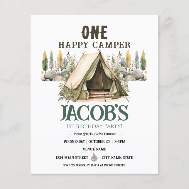 One Happy Camper Rustic Birthday Paper Sheet (Vorderseite)