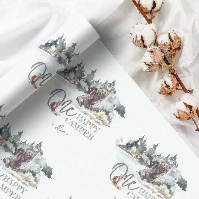 One Happy Camper Rustic Geburtstagsparty Geschenkpapier (Von Creator hochgeladen)
